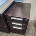 Espresso 3 Drawer Box / Box / File Rolling Pedestal Cabinet
